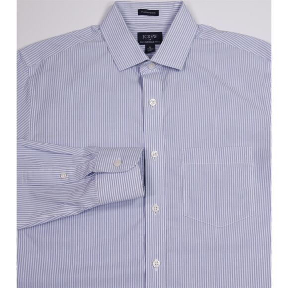 J. Crew Men's Thompson Flex Wrinkle Free Blue Striped Dress Shirt Small 14-14.5 - Picture 1 of 7